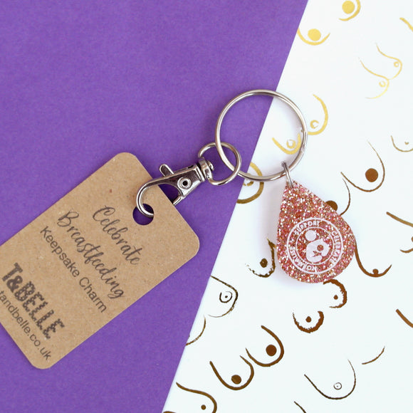 Breastfeeding Support Celebrate Normalise printed glitter charm