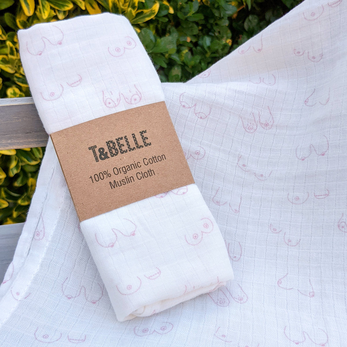 Boob Doodles Organic Cotton Muslin Square / Burp Cloth T & Belle