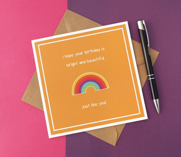 Rainbow Birthday Bright and Beautiful Card