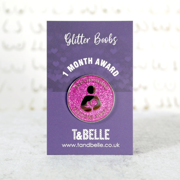 Glitter boobs - One Month Breastfeeding Milestone Award Pin