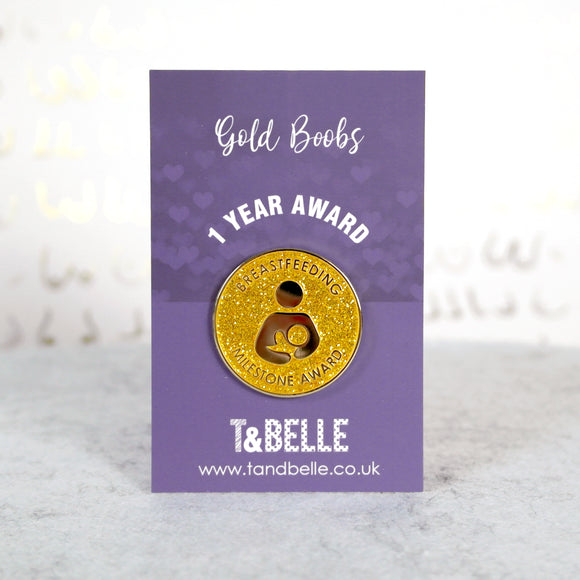 Gold 1 Year Breastfeeding Milestone Award Pin