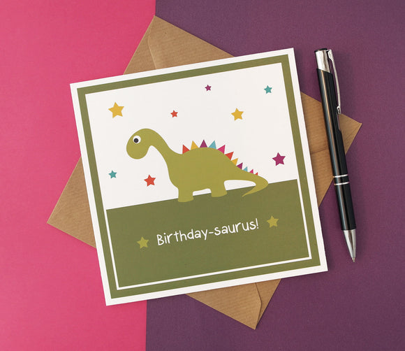 Birthday-saurus Rainbow Dinosaur Unisex Birthday Card