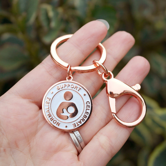 Support Celebrate Normalise Breastfeeding Keyring - Rose Gold & Pearl