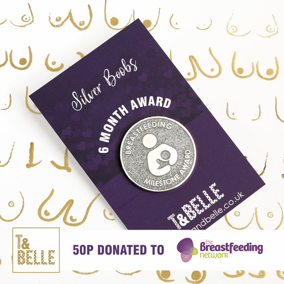 Silver boobs - 6 Month Breastfeeding Milestone Award Pin